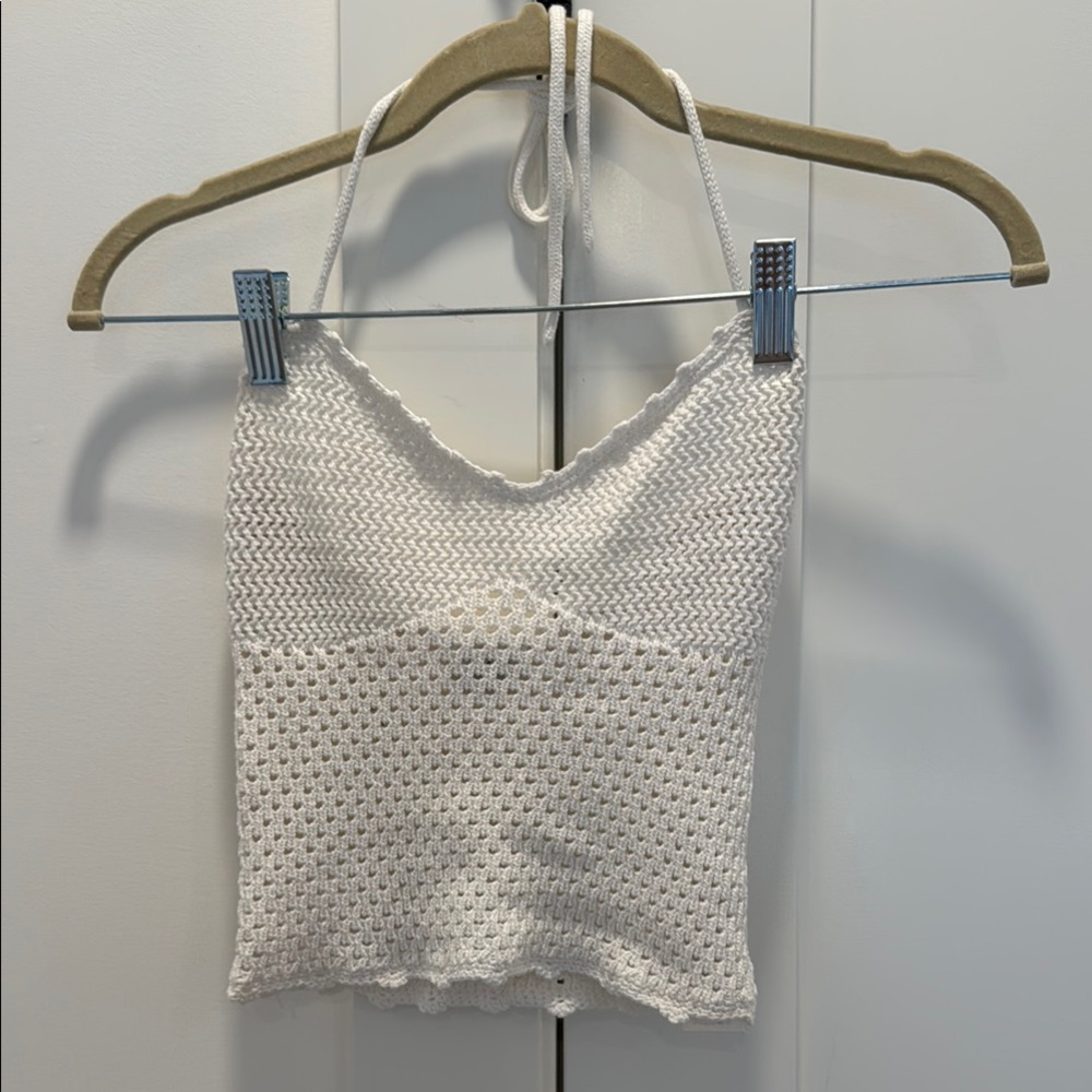 White Crochet Halter Top